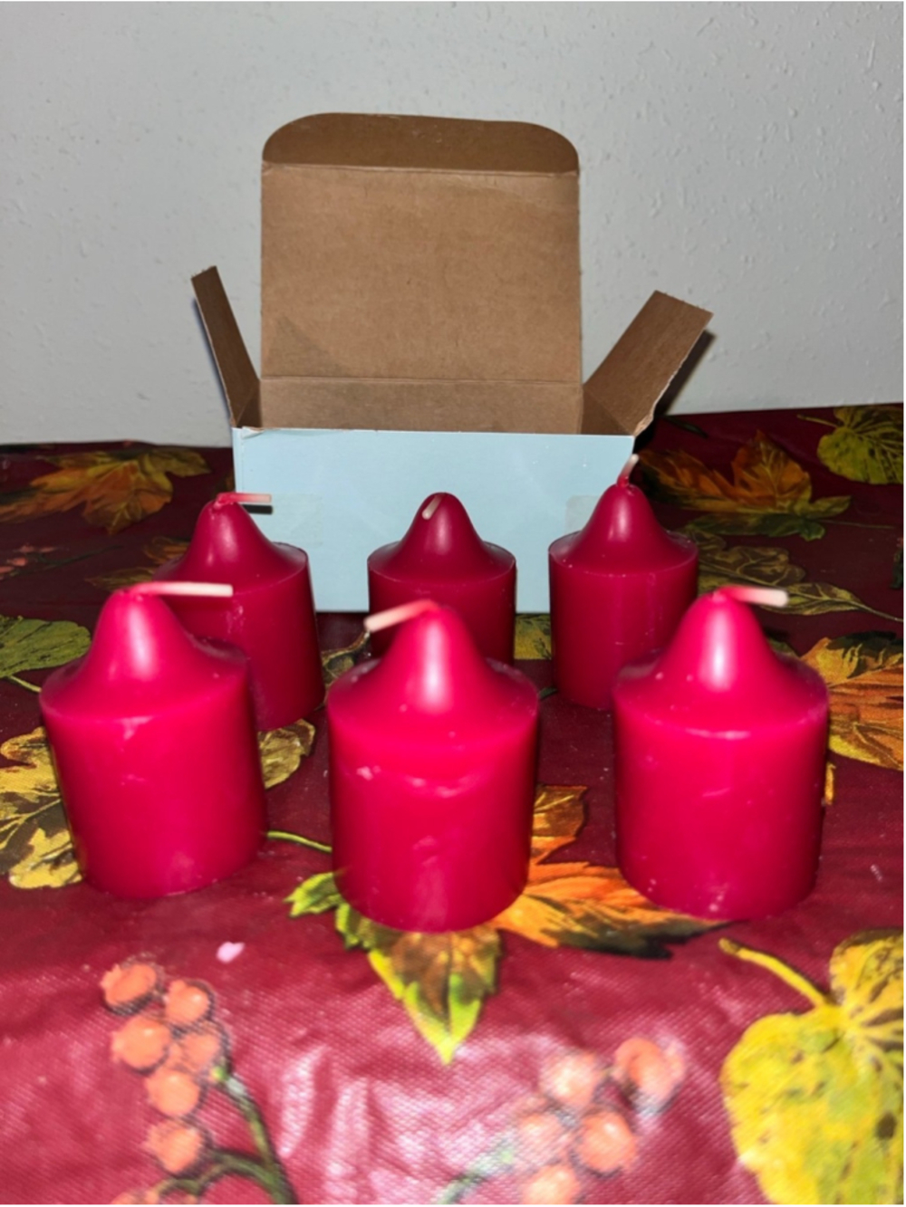 NOS PartyLite Hot Pink HARVEST WINE Fall Votive Candle Set Of 6 V06252 2714